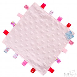 BC16 Knuffeldoekje heart style met labels roze. € 4,=