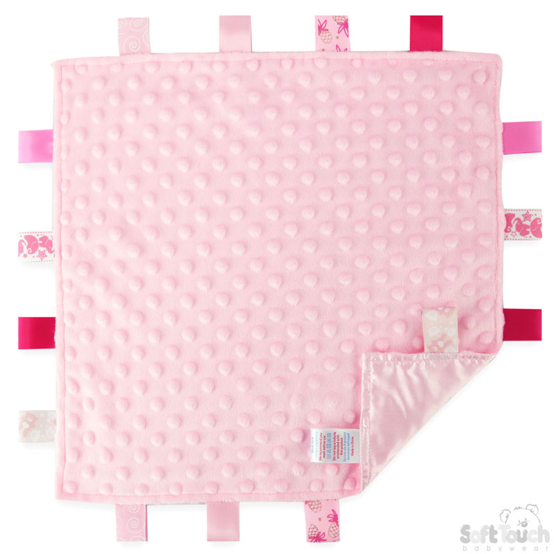 BC15 Knuffeldoekje bubble style met labels roze.