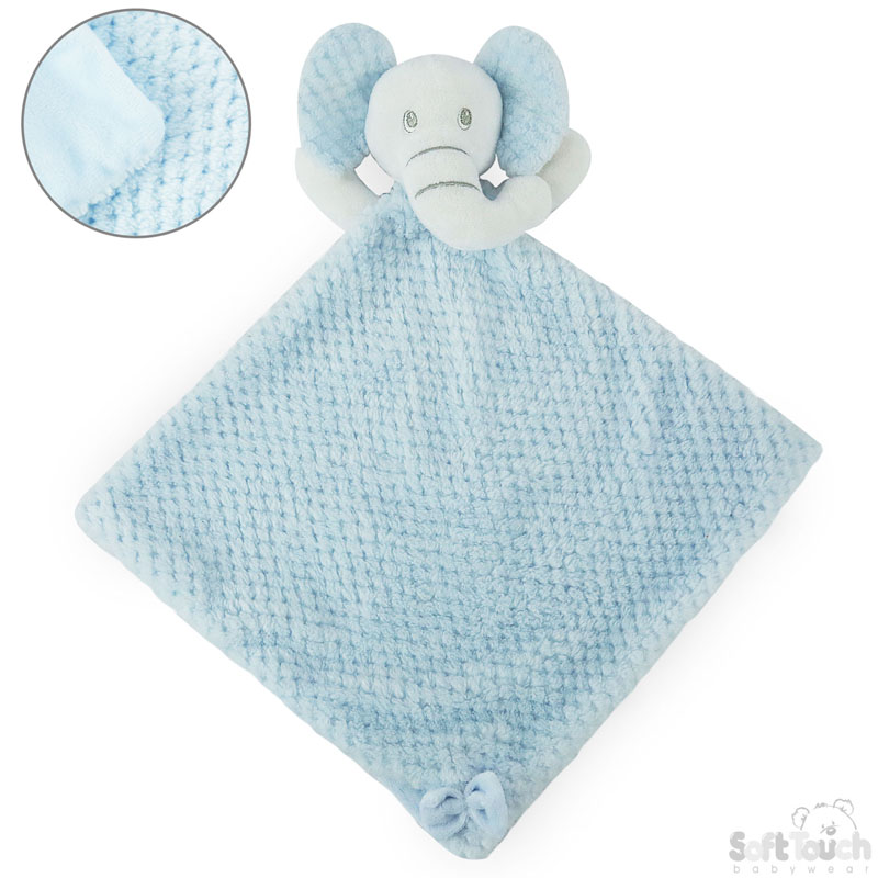 Soft Touch BC48 Knuffeldoekje Olifant Blauw met knisperoren.