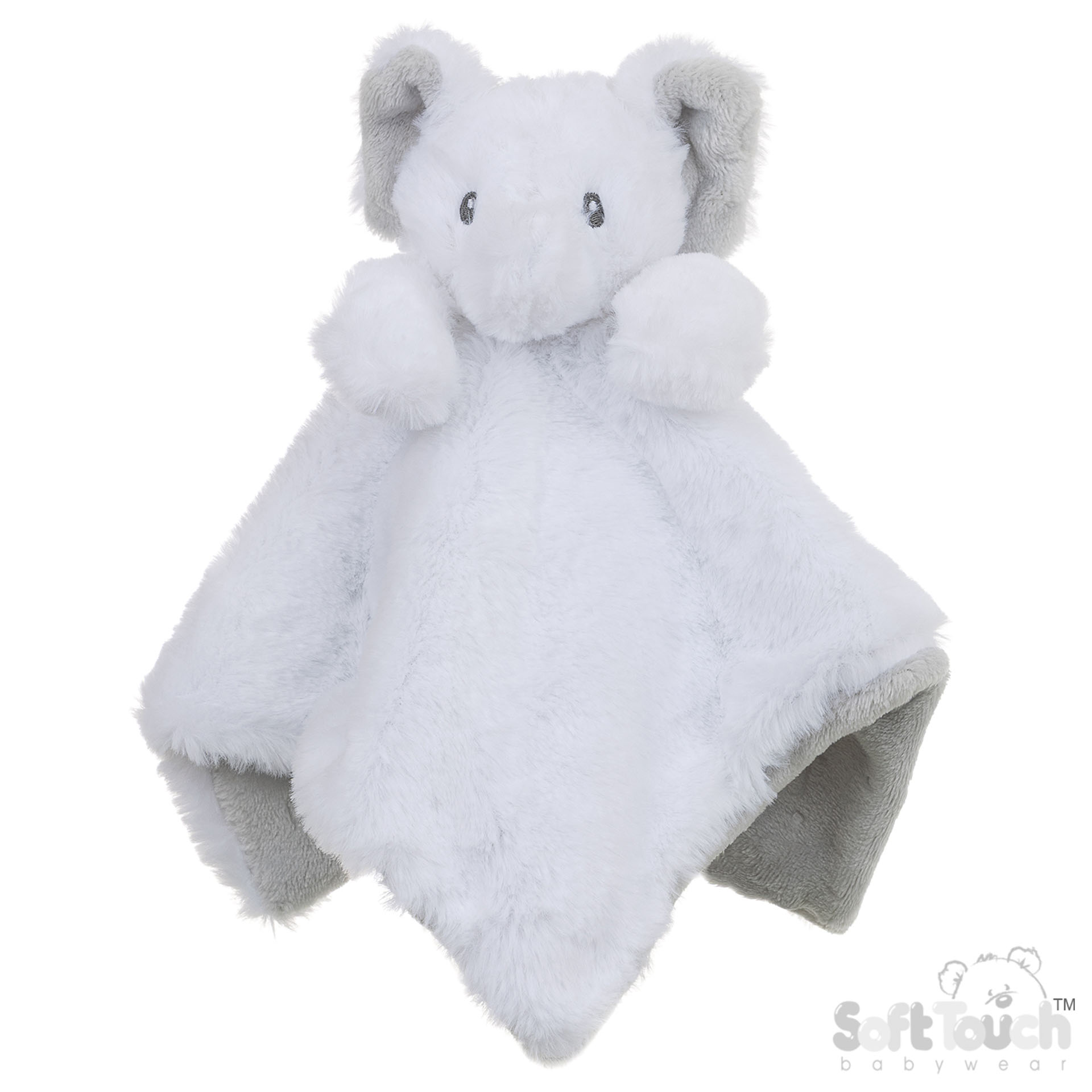 Soft Touch BC72 Volle kwaliteit Knuffeldoekje Olifant Wit/grijs.