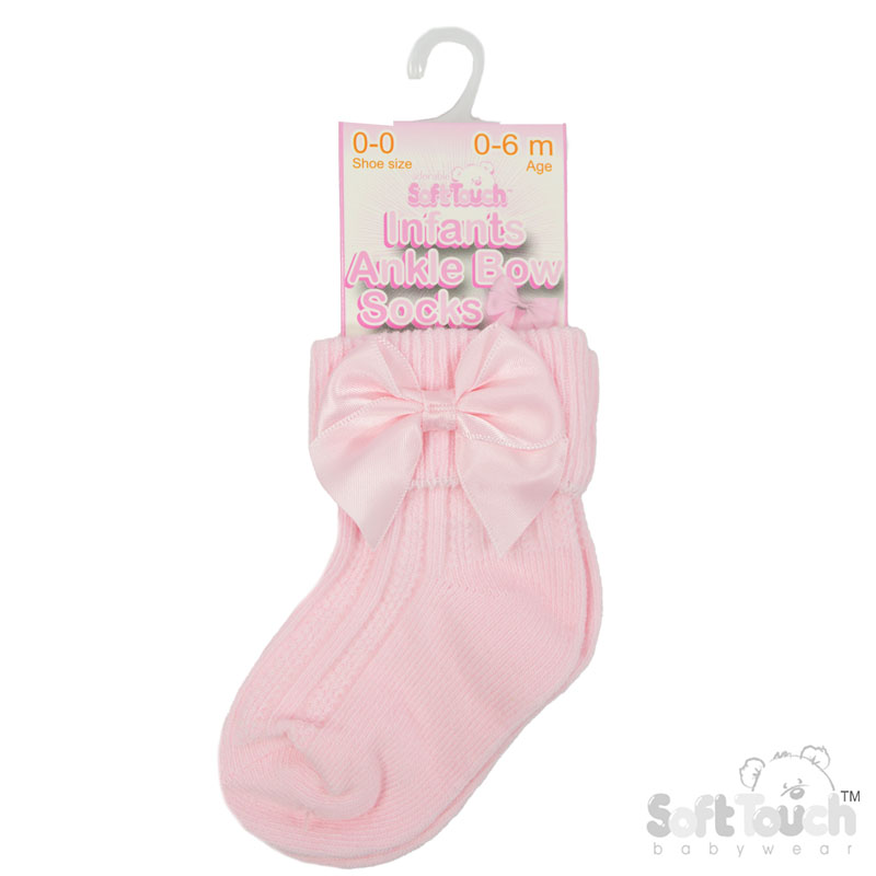 S123 Enkelsokjes met strik Roze., foto 2 van 2