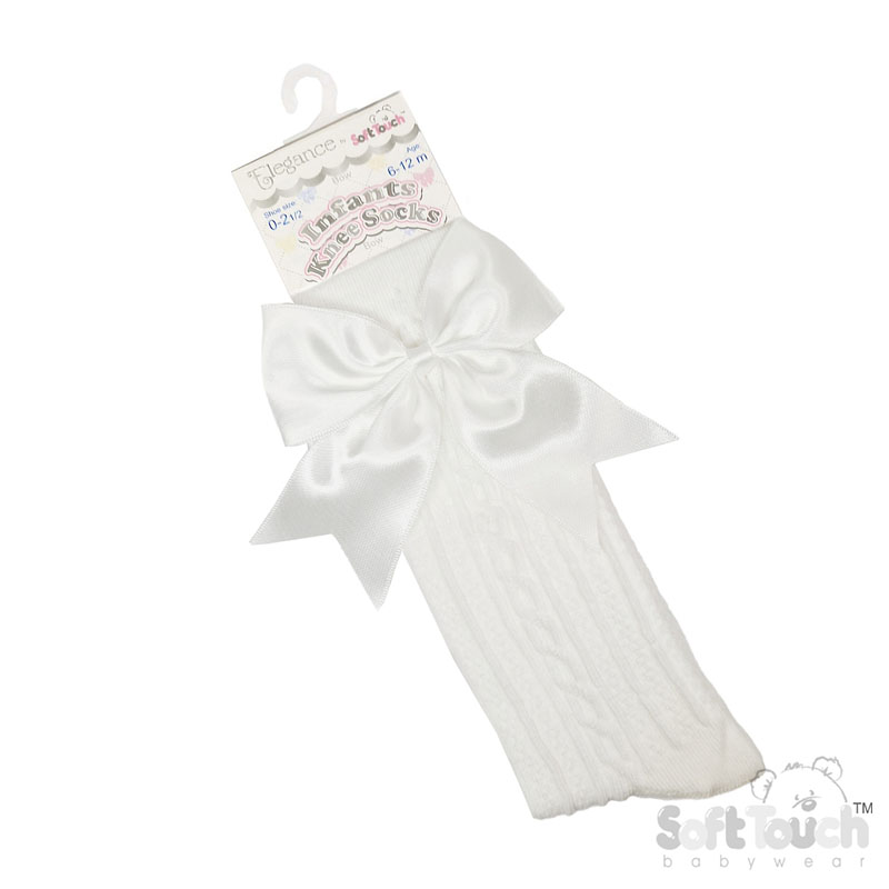 S350-C Kniesokjes met strik Off White., foto 2 van 2