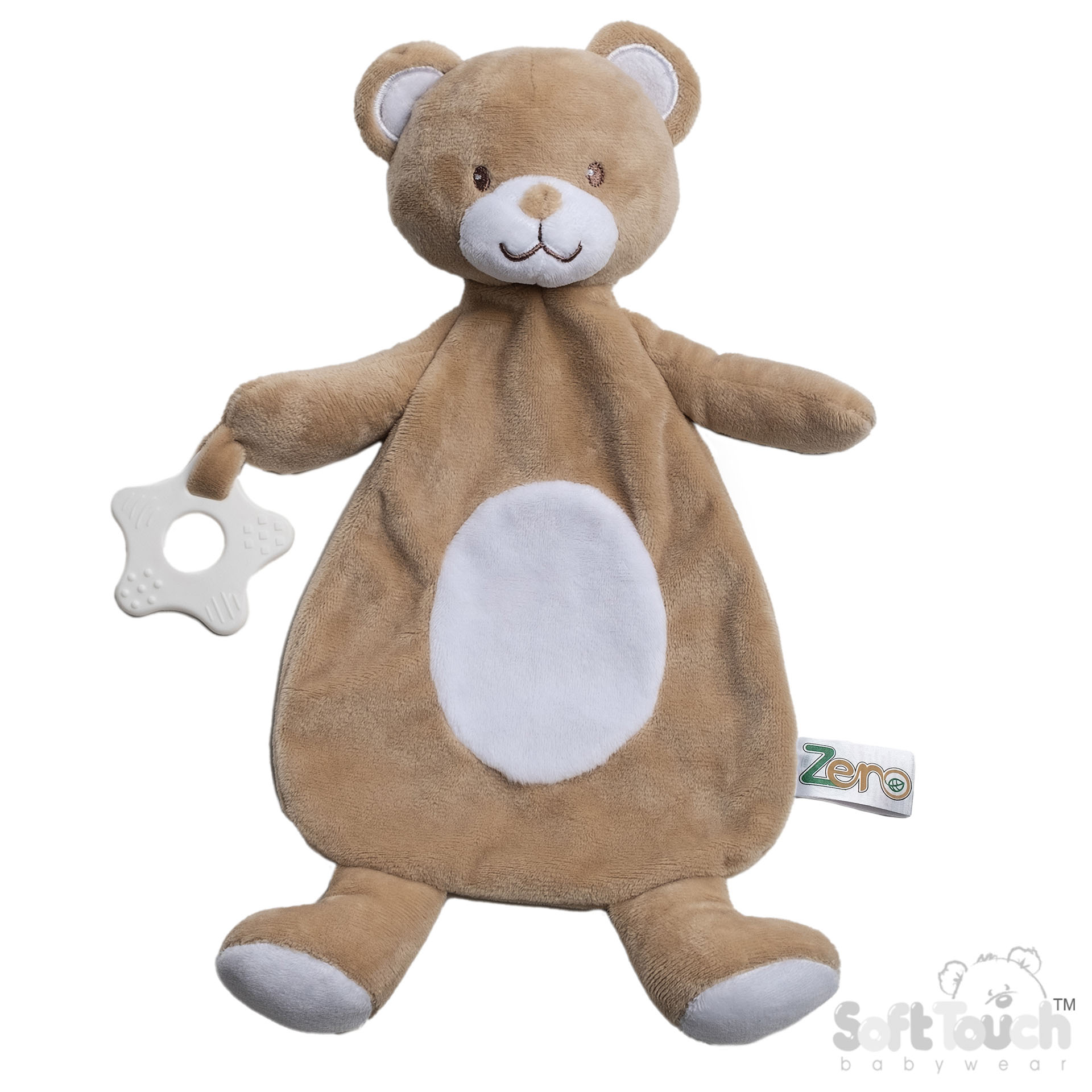 Soft Touch EBC64 Eco Recycled Knuffeldoekje met Bijtring Bear Bruin.