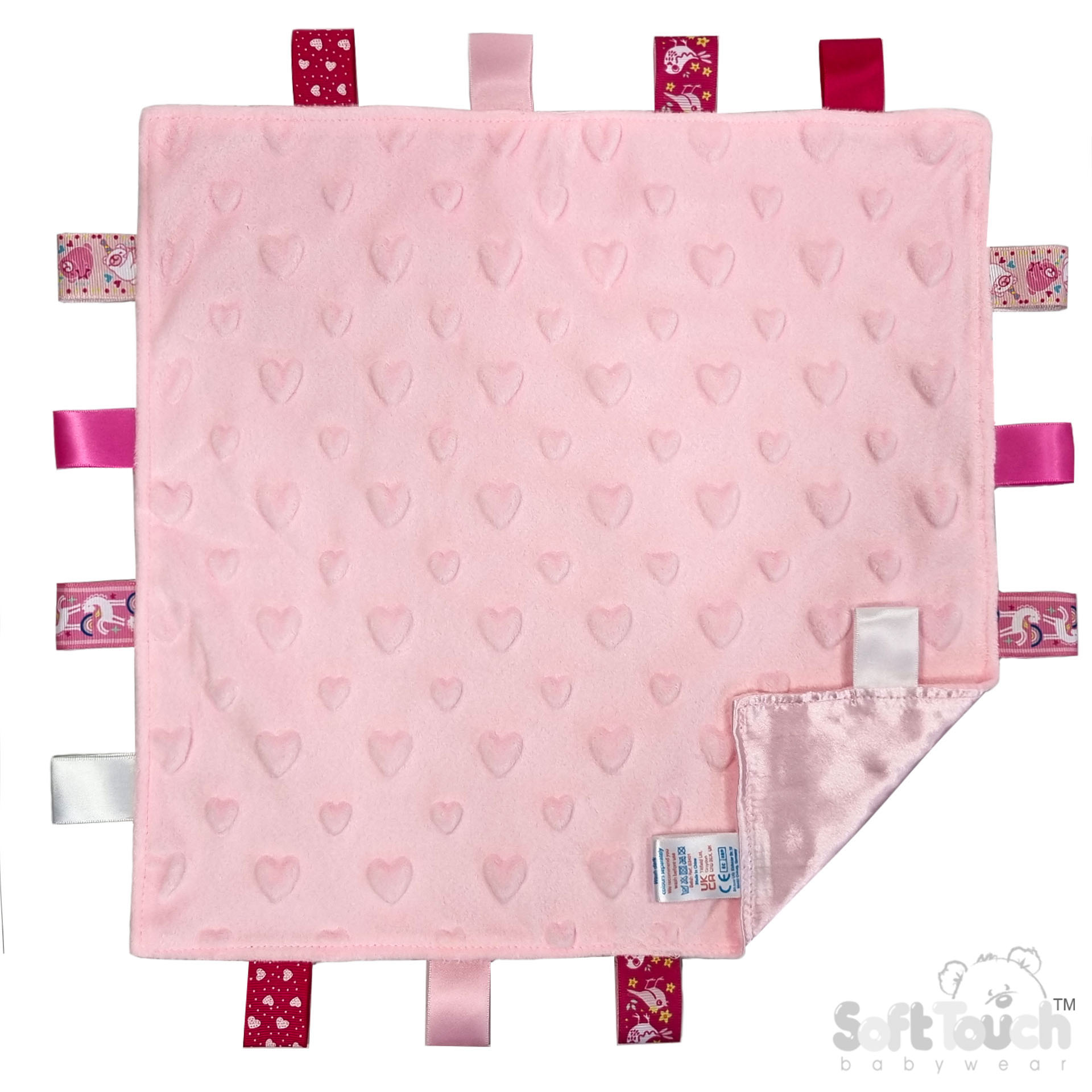 BC16 Knuffeldoekje heart style met labels roze.