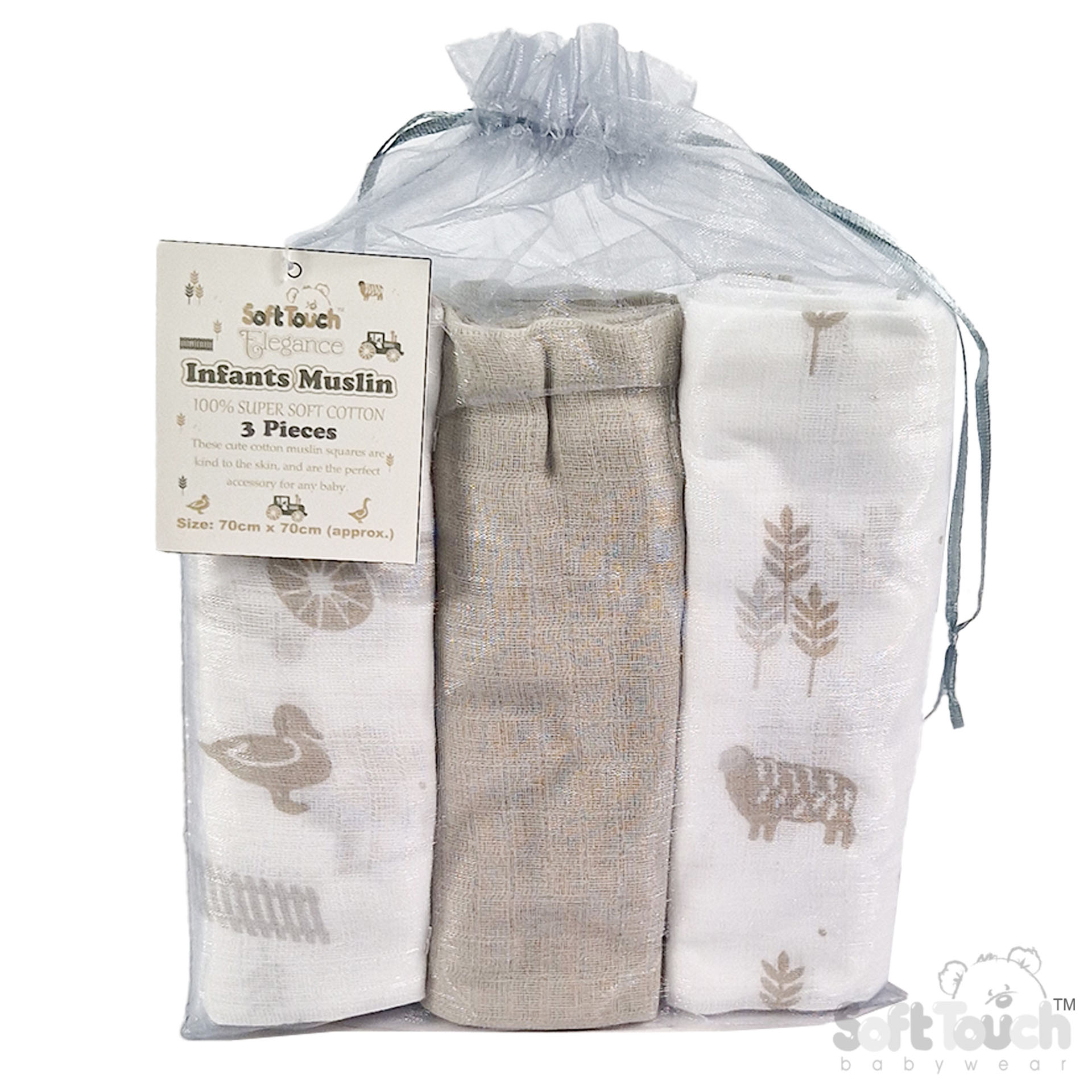 MS15-COF 3-pack Soft Touch Super Soft Hydrofiele doeken Coffee 70x70cm ., foto 2 van 2