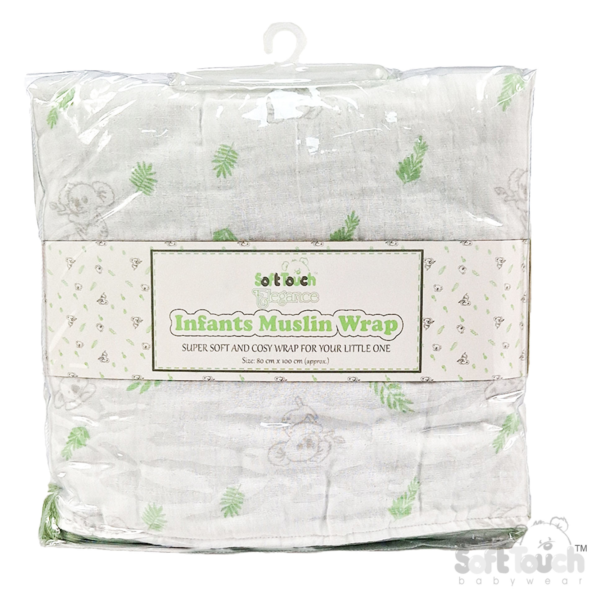 MS500-SG Soft Touch Super Soft Printed Hydrofiele doek Sage Green “Koala”80x100cm ., foto 2 van 2
