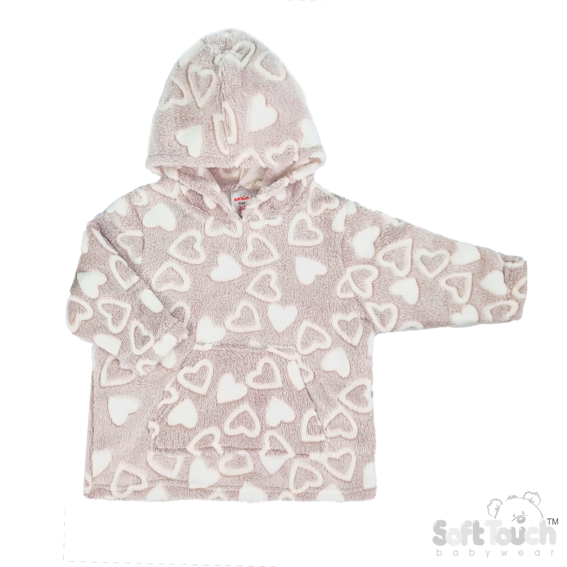 Soft Touch HD114 Hoodie met hartjes Coffee., foto 2 van 2